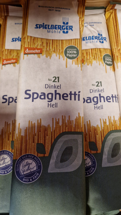 Dinkel Spaghetti hell Papier 500g