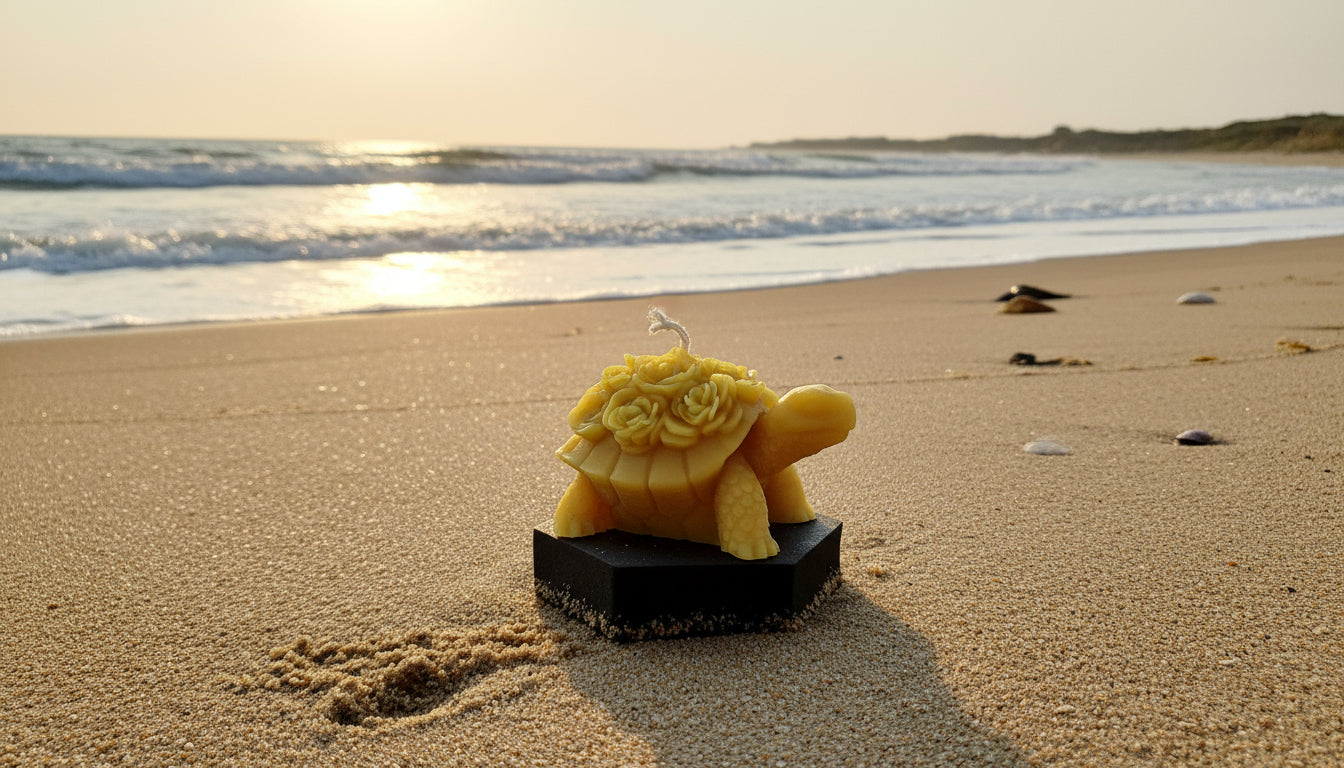 Kerze Schildkröte mit Rosen