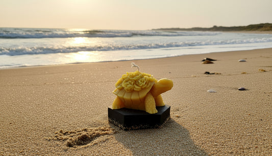 Kerze Schildkröte mit Rosen